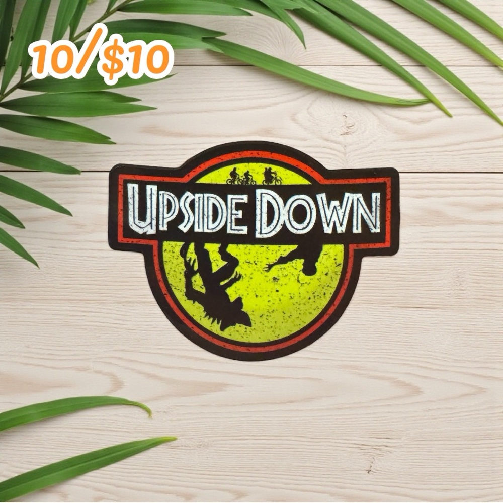 Stranger Things “Upside Down” Jurassic Park Style Logo Sticker
